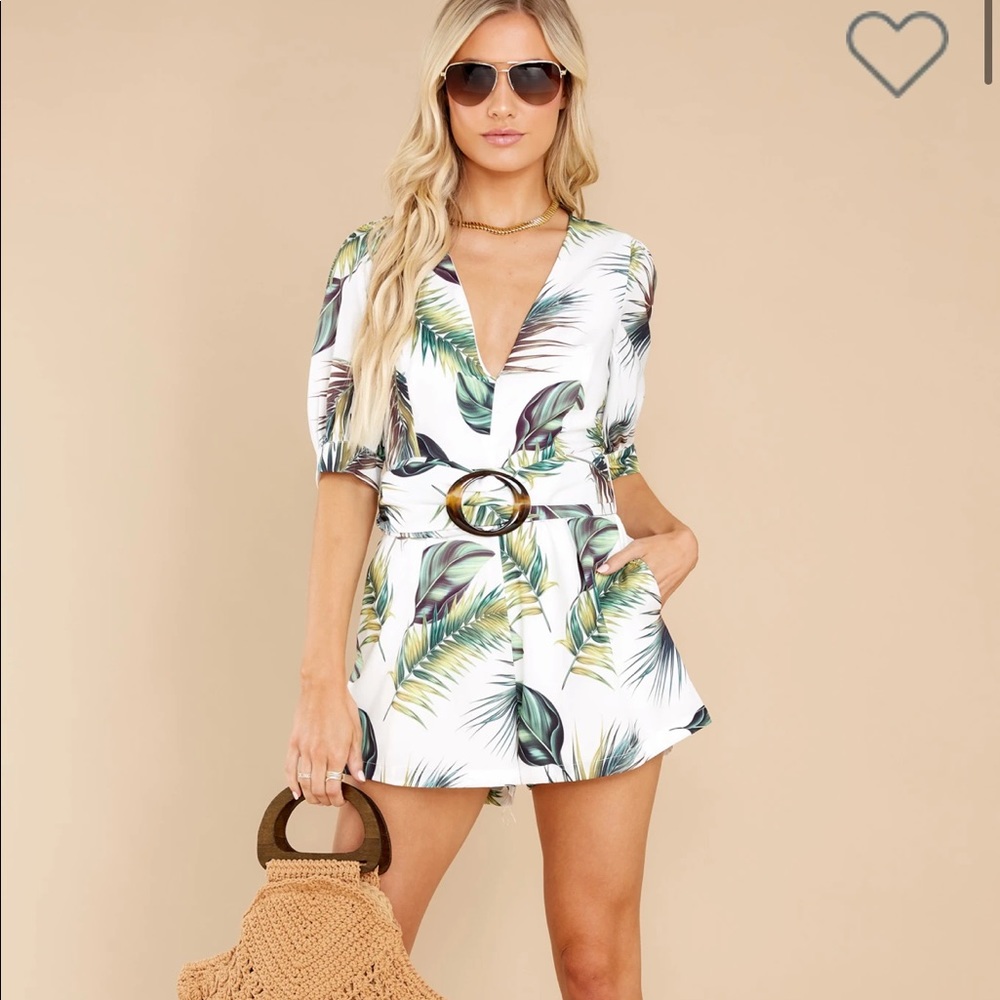 Tropical print white and green romper from Vici size S
